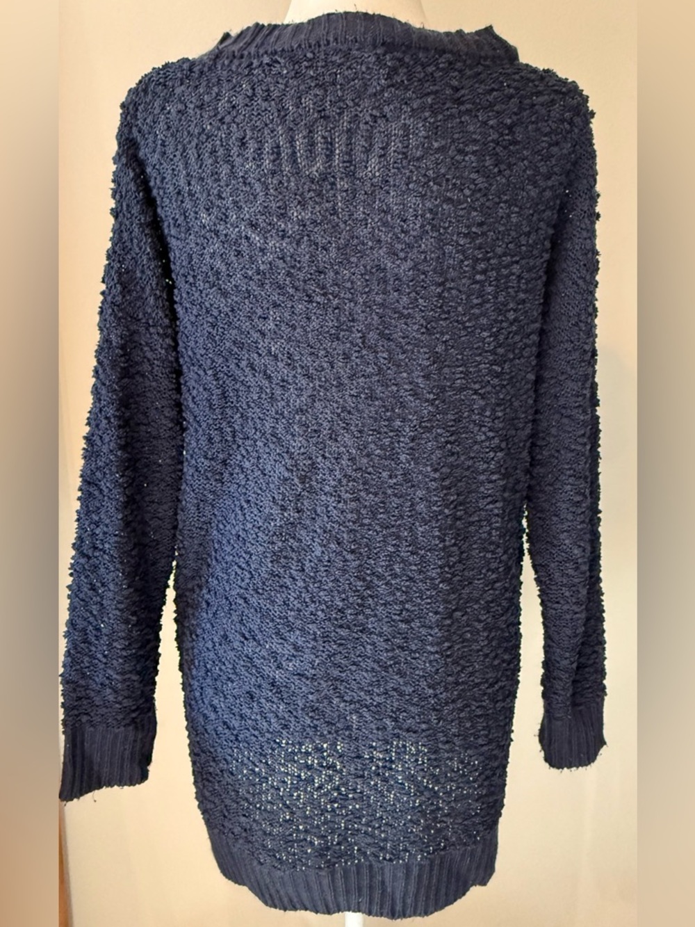 Zenana Outfitters Navy Popcorn Crewneck Sweater with Pockets - Picture 2 of 3